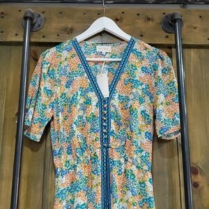 NWT NEW FLORAL MAXI DRESS GARDEN SUMMER SPRING LIGHT WEIGHT MELLODAY ROMANTIC